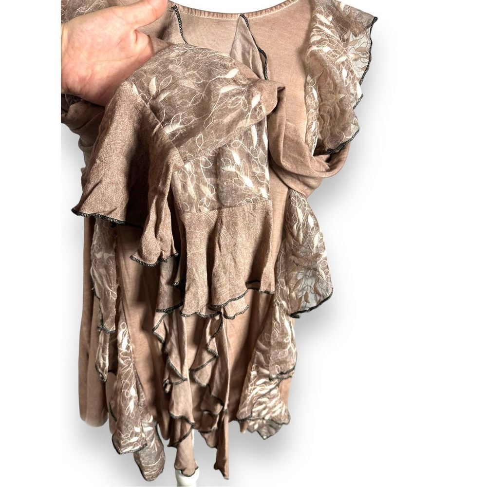 POL Boho Ruffle Tie Back Ruffle Sleeve Top - Picture 5 of 6